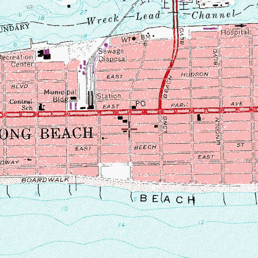 Topographic Map of Saint John's Lutheran Church by the Sea, NY