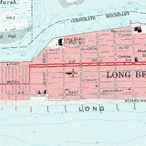 Topographic Map of Temple Beth El of Long Beach, NY