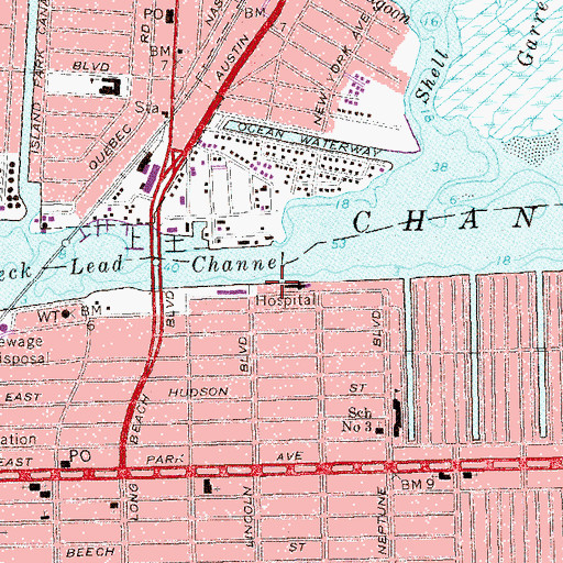 Topographic Map of Long Beach Medical Center, NY