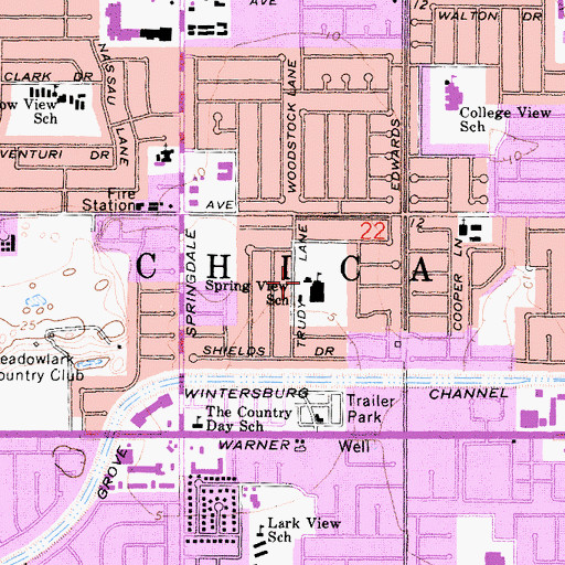 Topographic Map of Spring View Middle School, CA