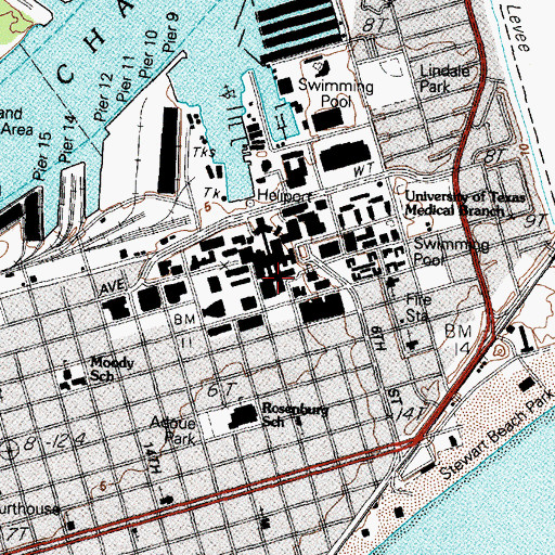 Topographic Map of University of Texas Medical Branch Children's Hospital, TX