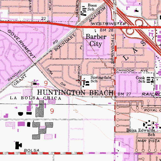 Topographic Map of Franklin Elementary School, CA