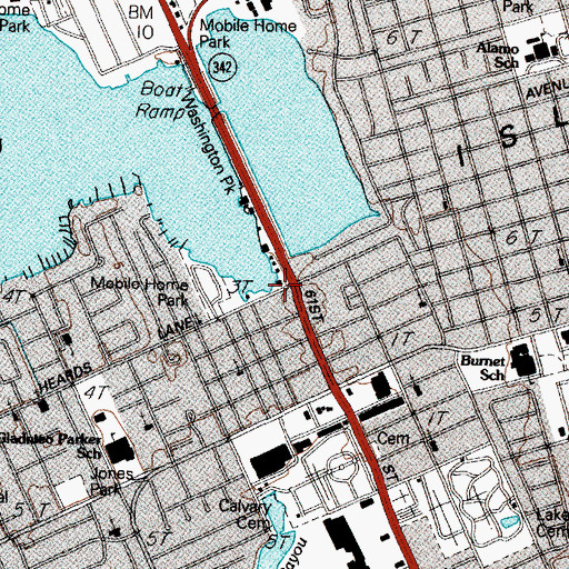 Topographic Map of Galveston Island Visitors Center, TX