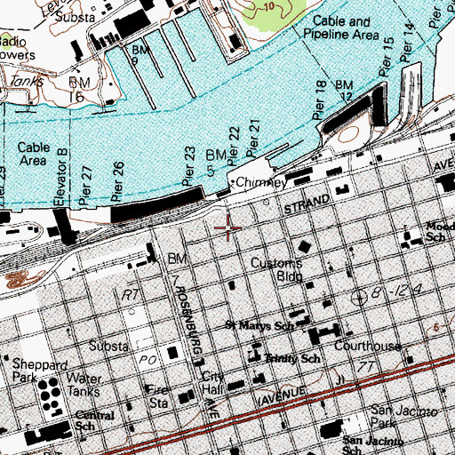 Topographic Map of Galveston Island Visitors Center (satellite), TX