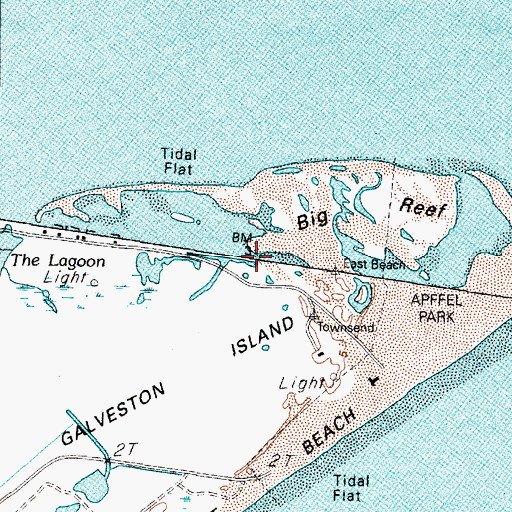 Topographic Map of Big Reef Nature Park, TX