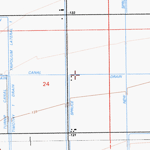 Topographic Map of Spruce Drain, CA