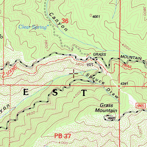 Topographic Map of Spruce Draw, CA