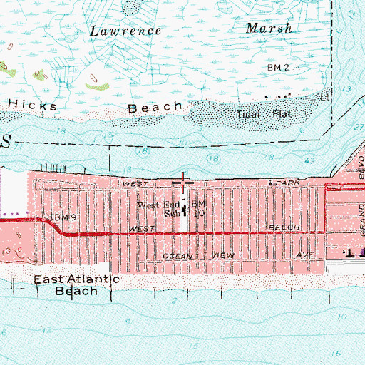Topographic Map of Long Beach Volunteer Fire Department Station 1, NY