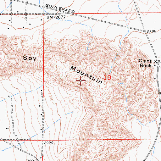 Topographic Map of Spy Mountain, CA