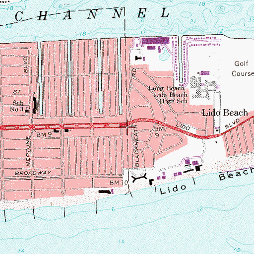 Topographic Map of Long Beach Volunteer Fire Department Station 2, NY