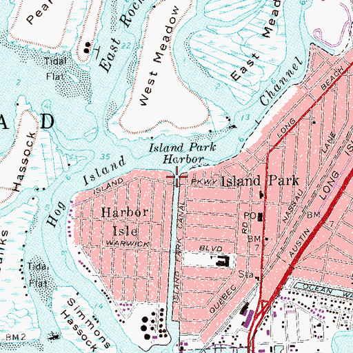 Topographic Map of Harbor Isle Beach Club, NY