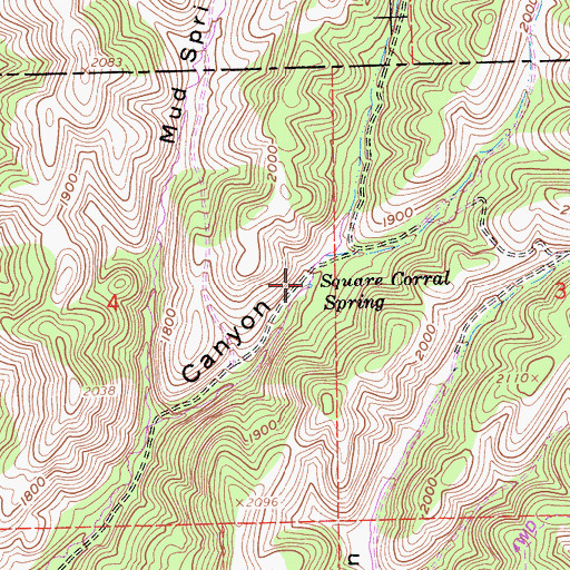 Topographic Map of Square Corral Spring, CA