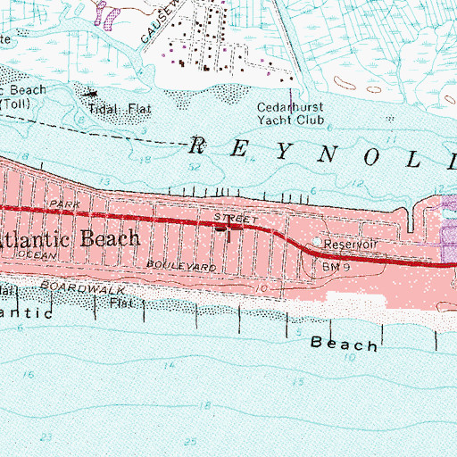 Topographic Map of Jewish Center of Atlantic Beach, NY