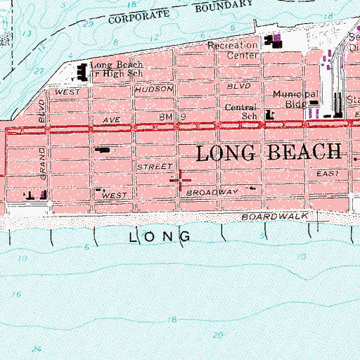 Topographic Map of Sephardic Congregation of Long Beach, NY