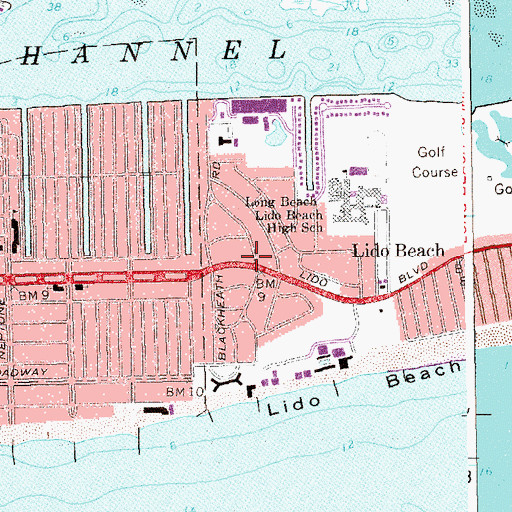 Topographic Map of Lido Beach Synagogue, NY