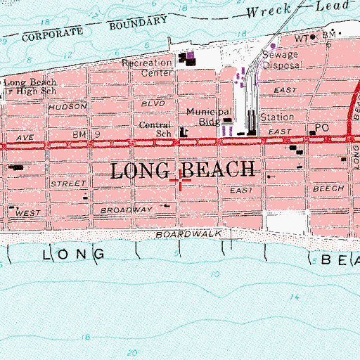 Topographic Map of Torah High School of Long Beach, NY
