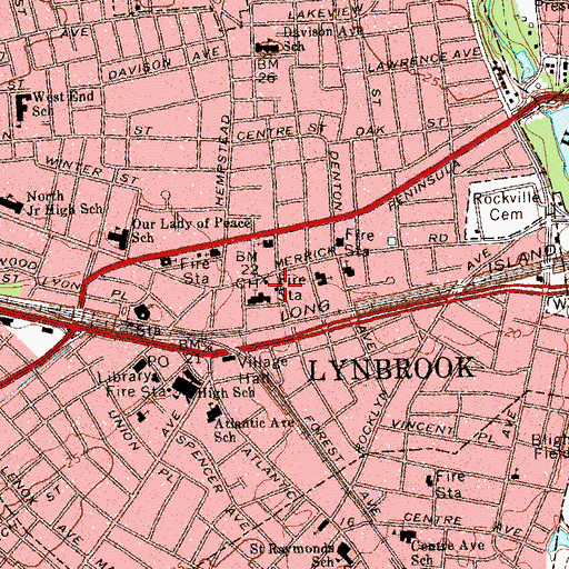 Topographic Map of Lynbrook Volunteer Fire Department Rescue Hook Ladder and Bucket Company 1, NY
