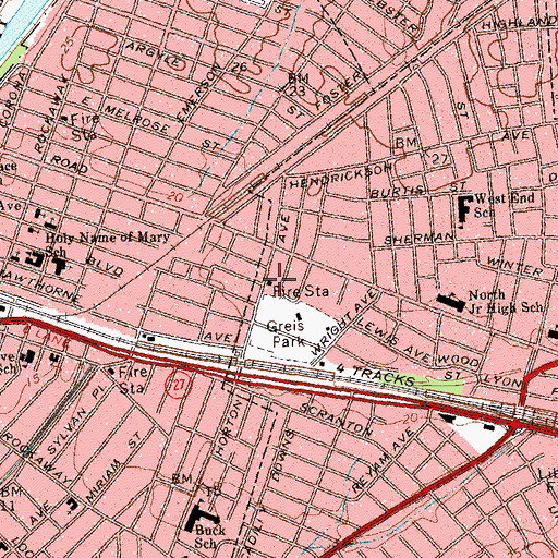 Topographic Map of Lynbrook Volunteer Fire Department Tally - Ho Chemical Engine Company 3, NY