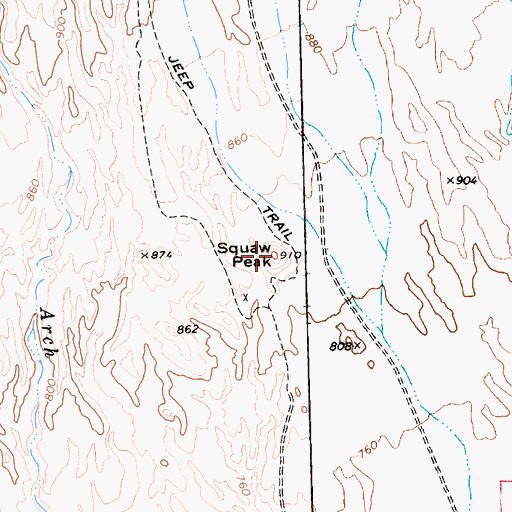 Topographic Map of Squaw Peak, CA