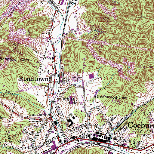 Topographic Map of Coeburn Middle School, VA