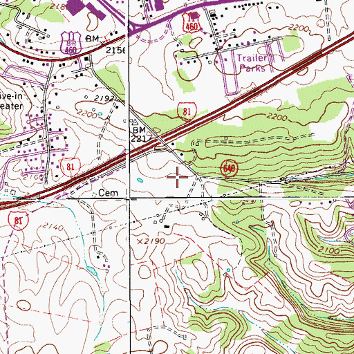 Topographic Map of Falling Branch Elementary School, VA