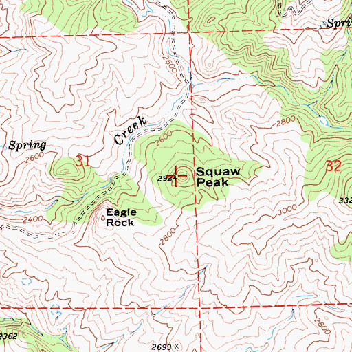 Topographic Map of Squaw Peak, CA