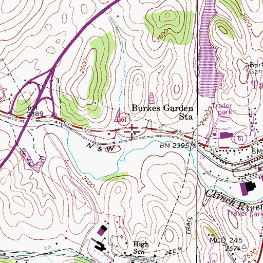Topographic Map of Tazewell Christian Academy, VA
