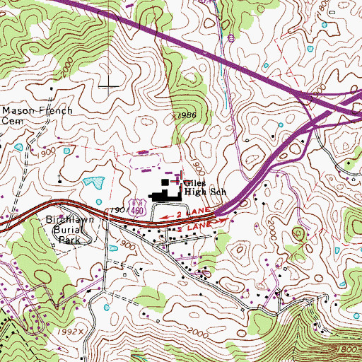 Topographic Map of Giles County Technology Center, VA