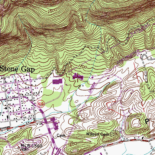Topographic Map of Powell Valley Middle School, VA