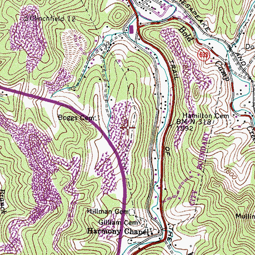 Topographic Map of James Woodrow Adams Elementary and Middle School, VA