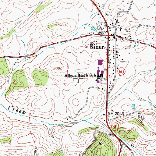 Topographic Map of Auburn Elementary School, VA