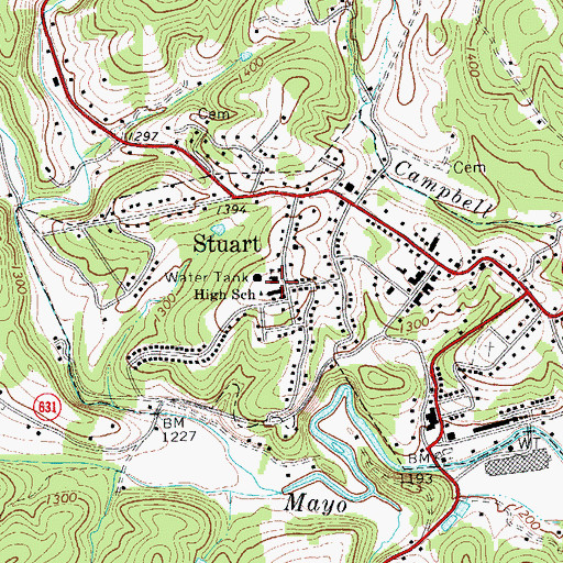 Topographic Map of Stuart Elementary School, VA