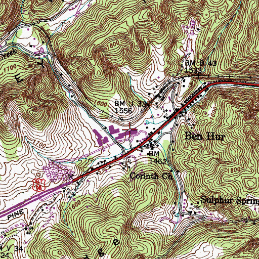 Topographic Map of Lee County Career and Technical Center, VA