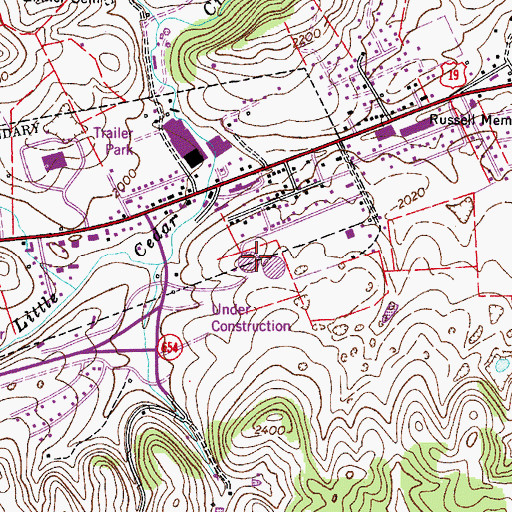Topographic Map of Russell County Career and Technology Center, VA