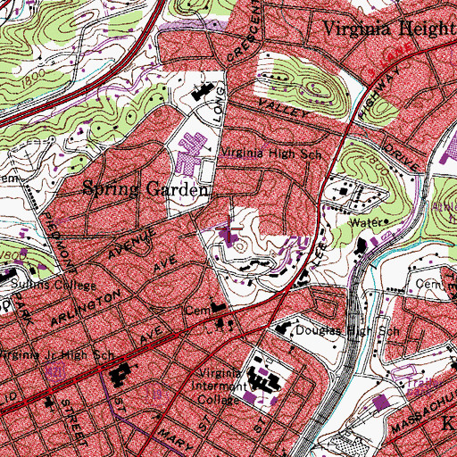 Topographic Map of Washington Lee Elementary School, VA