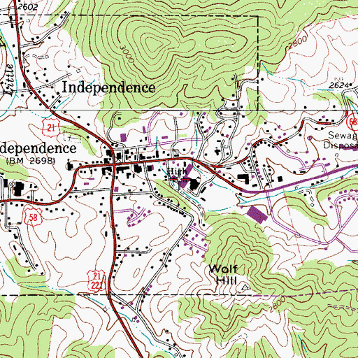 Topographic Map of Grayson County Career and Technical Center, VA