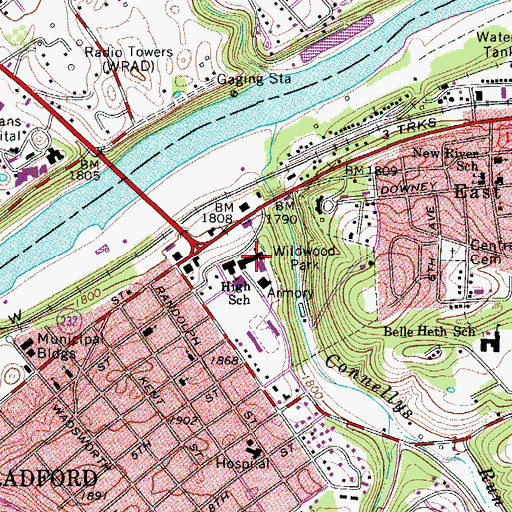 Topographic Map of Dalton Intermediate School, VA