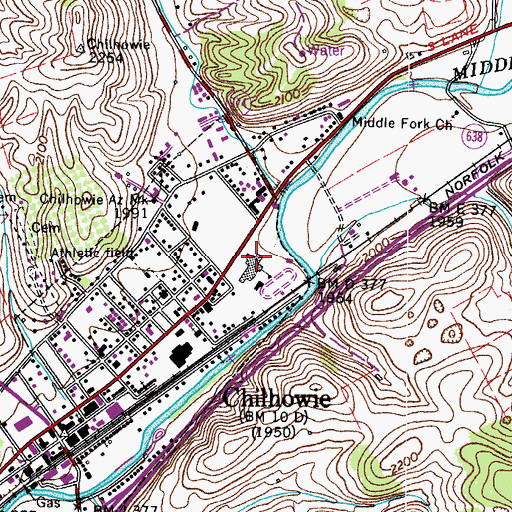 Topographic Map of Chilhowie Middle School, VA