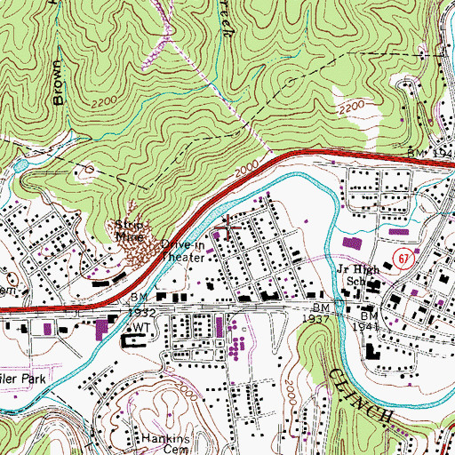 Topographic Map of Richlands Christian Academy, VA