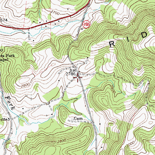 Topographic Map of Mira Fork Christian Academy, VA