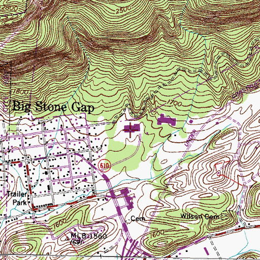 Topographic Map of Powell Valley Primary School, VA