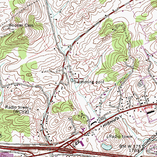 Topographic Map of Sullins Academy, VA