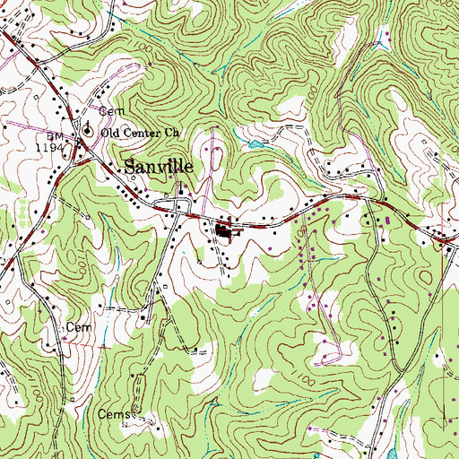 Topographic Map of Sanville Elementary School, VA