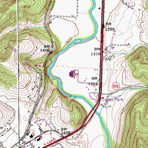 Topographic Map of Shawsville Elementary School, VA