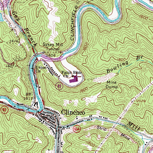 Topographic Map of Dickenson County Career Center, VA