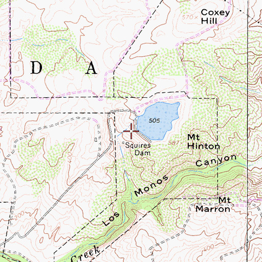 Topographic Map of Squires Dam, CA
