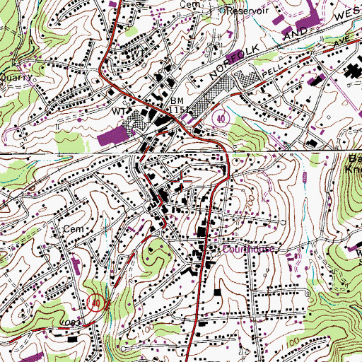 Topographic Map of Virginia Western Community College - The Franklin Center, VA