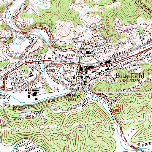 Topographic Map of National College, VA