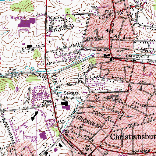 Topographic Map of Tekoa Community School, VA