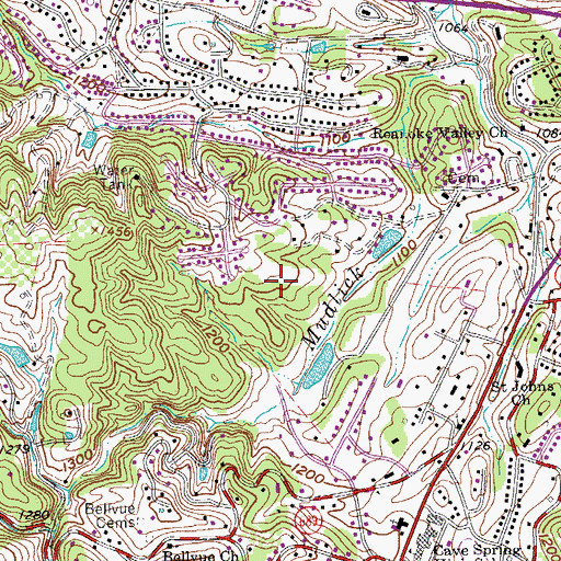 Topographic Map of Hidden Valley High School, VA